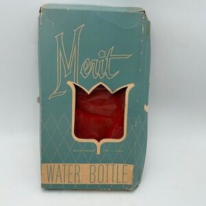 Vintage Merit Red Rubber Hot Water Bottle 2 Quart Made in USA with Original Box